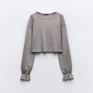 Zara brand new ribbed long sleeve grey top